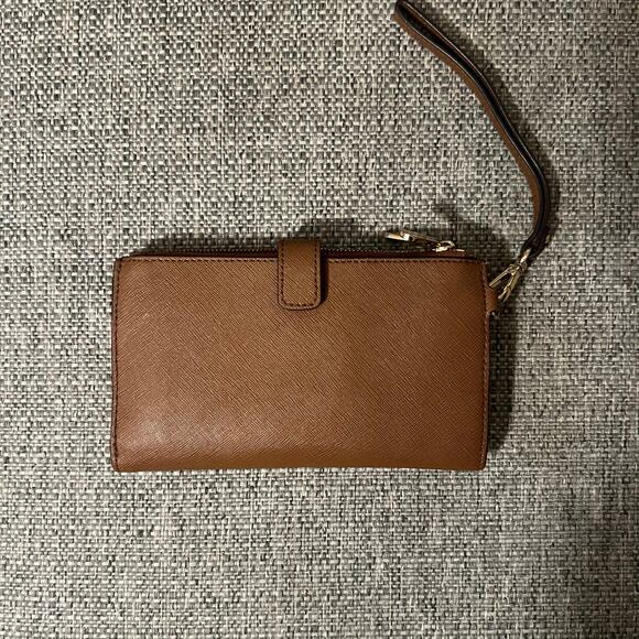 Michael Kors Jet Set Saffiano Leather Double Zip Wristlet - Brown - Picture 8 of 8